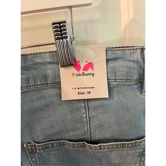 Pride Bunny Denim Rainbow Roll Cuff Jeans sz 36 NWT - Picture 4 of 6